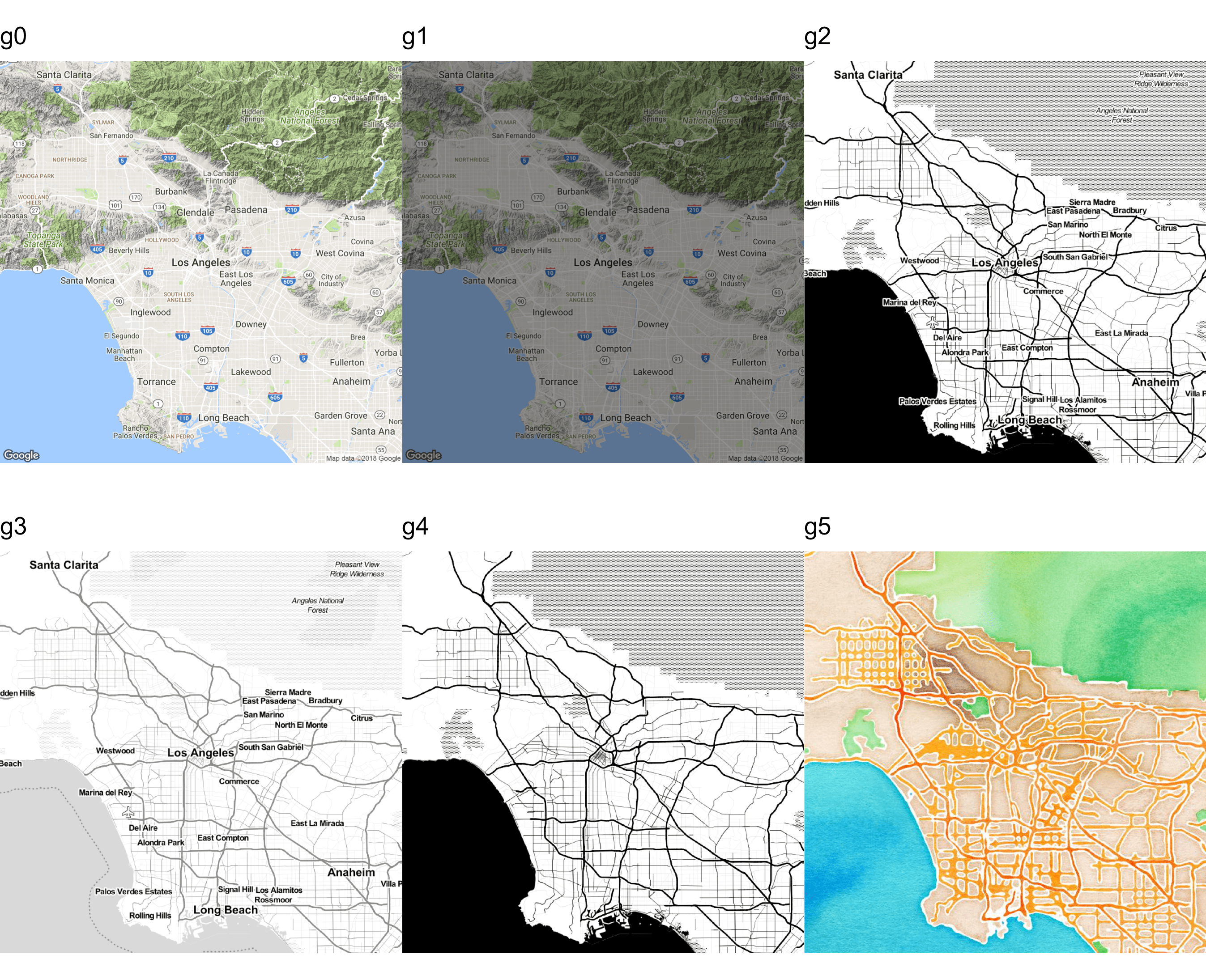 Various maps of Los Angeles
